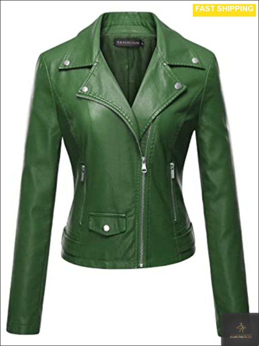 Faux Leather Moto Biker Short Jacket Zip Up Moto Coat